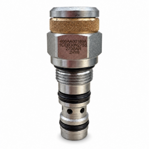 1CEB30N27S5 overcenter cartridge valve showing 406AA00189A and 270 BAR markings